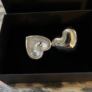 Puffy heart silver earrings